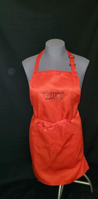 Joyous Noel Red Apron with pockets